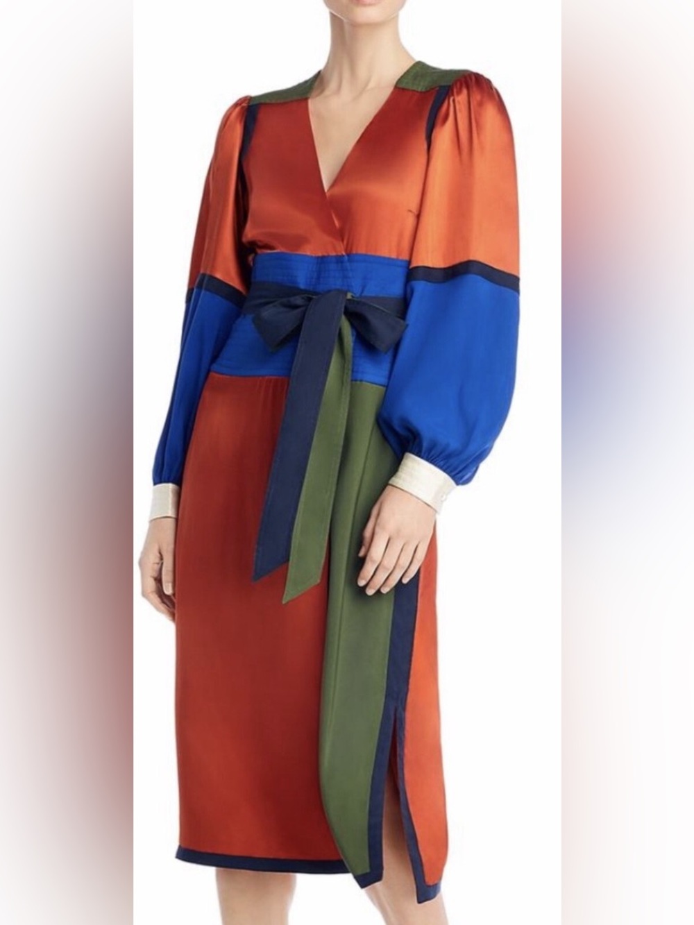 Tory Burch Color-block Wrap Midi Dress NWT - Picture 3 of 4